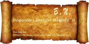 Bogosavljevics Nimród névjegykártya